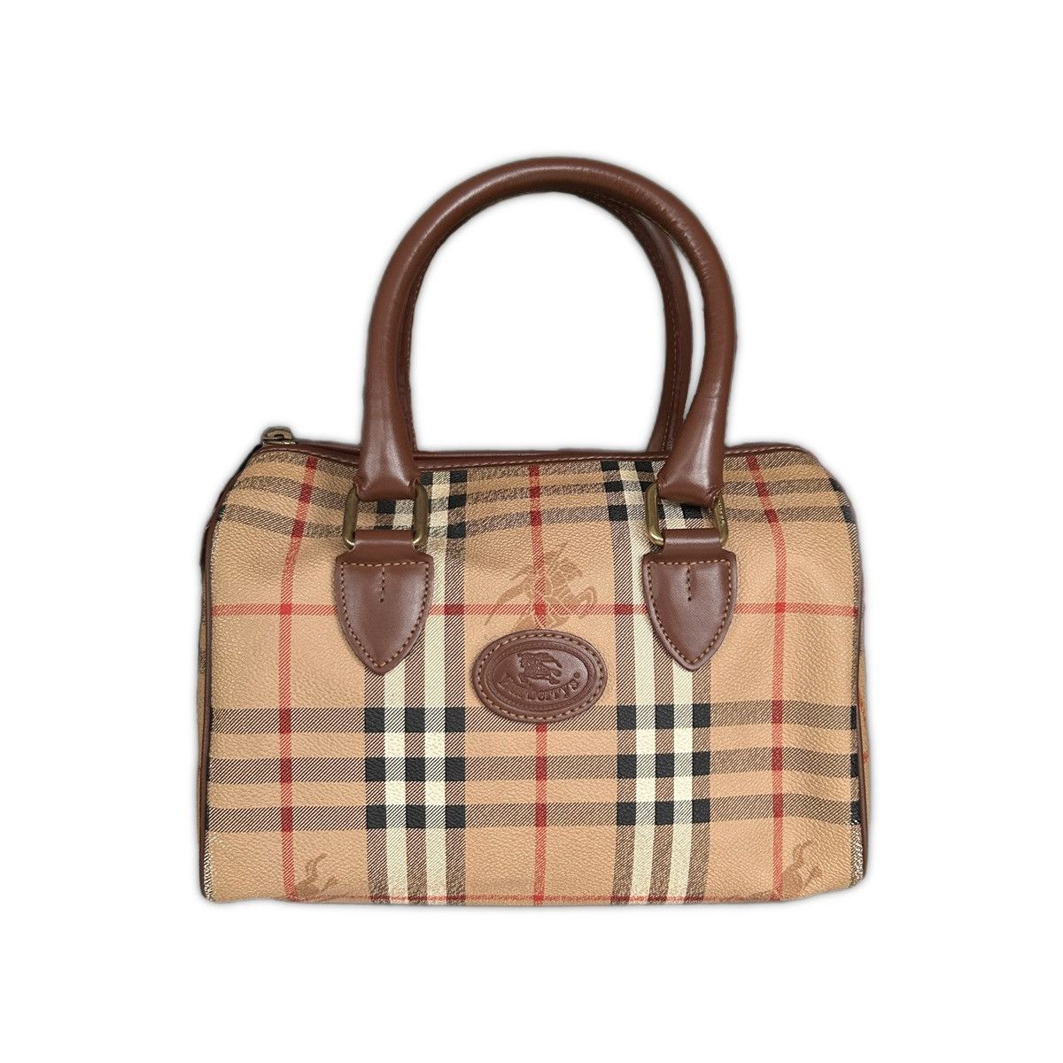 image of Vintage Burberry Nova Check Speedy Handbag in Beige, Women's
