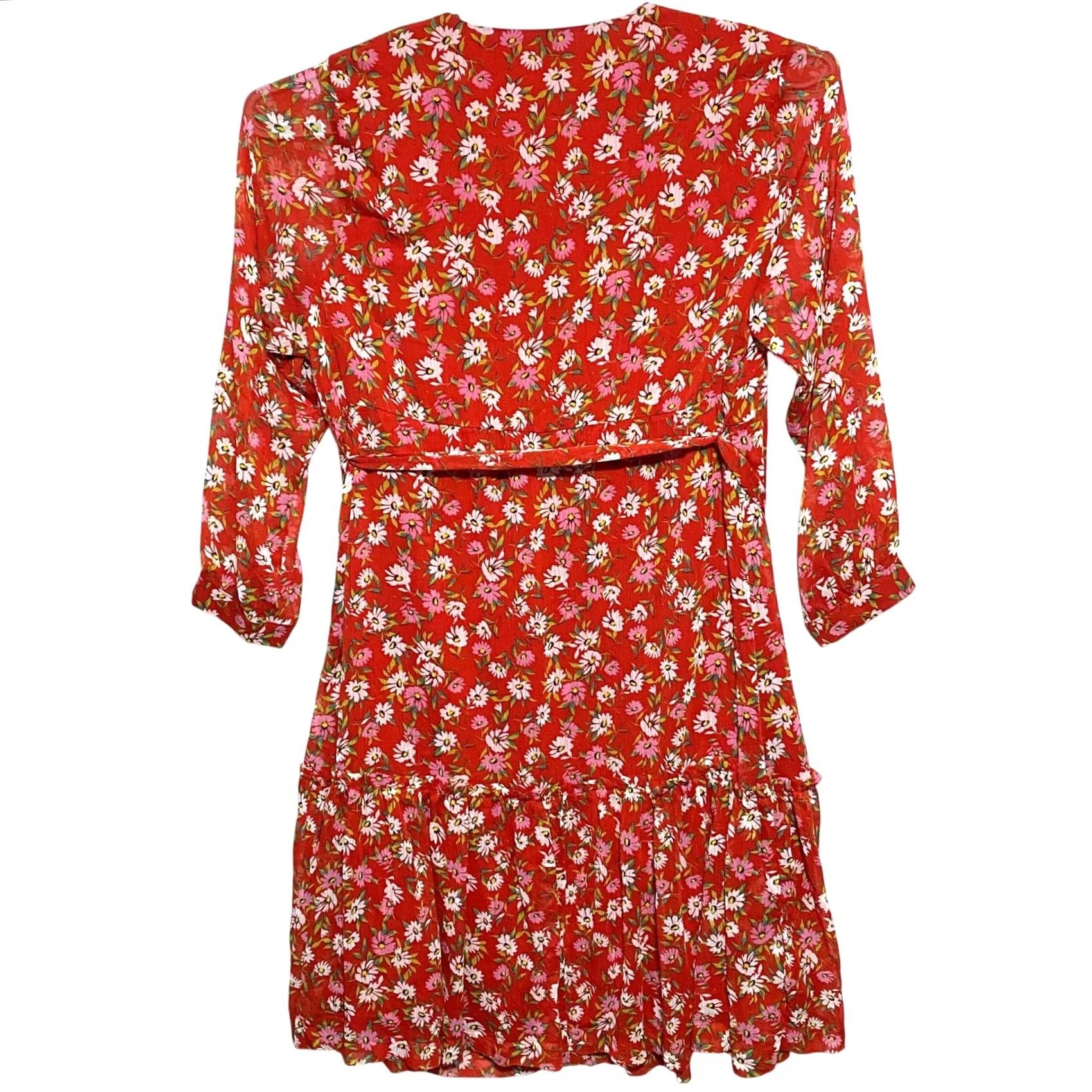 Vintage Draper James Red Floral V Neck Midi Dress 3X Tiered Belted Ruffles Feminine Chic Dress Size XXL / US 16-18 / IT 52-54 - 2 Thumbnail