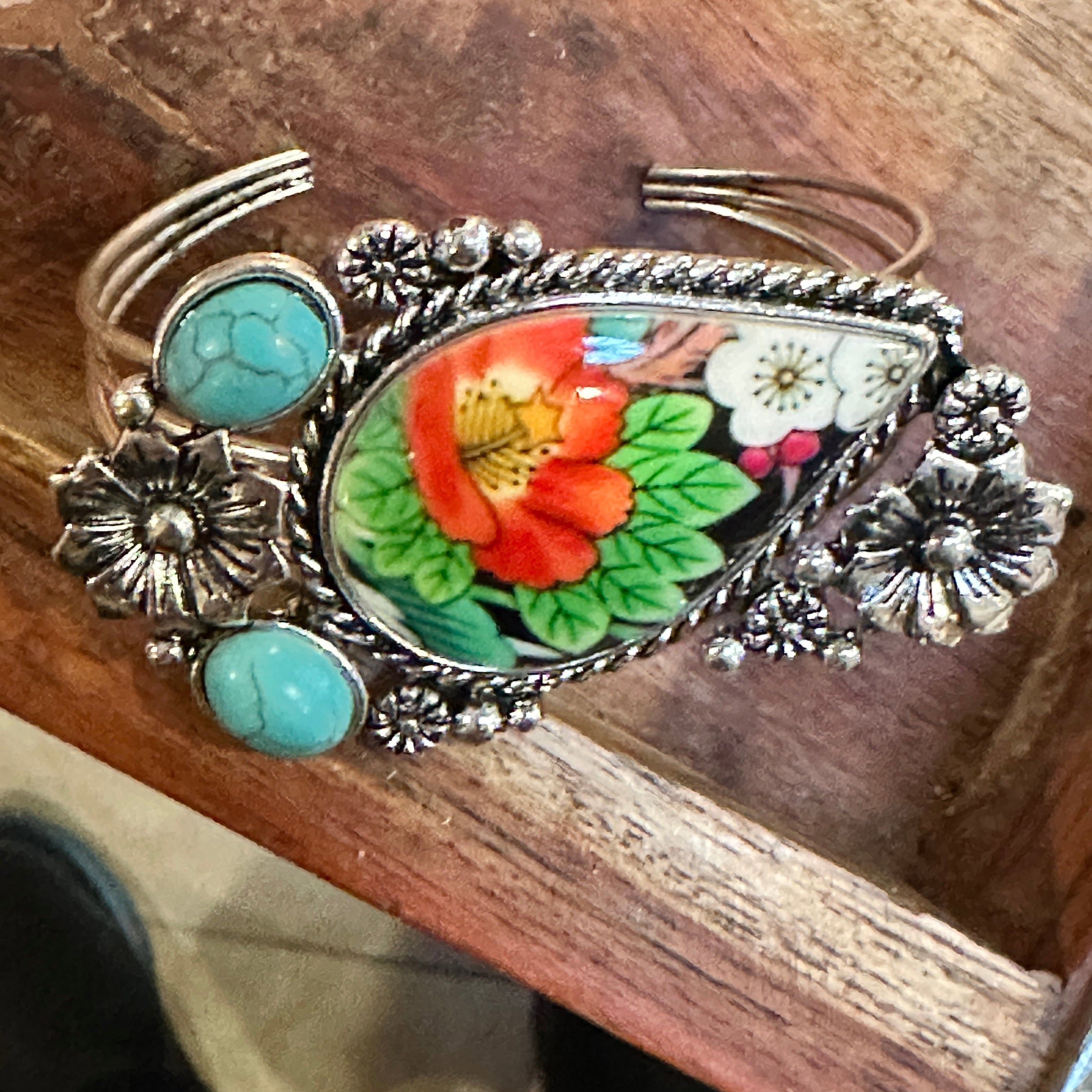 Other Boho Southwestern Turquoise Blossom Teardrop Resin Floral Ba Size ONE SIZE - 7 Thumbnail