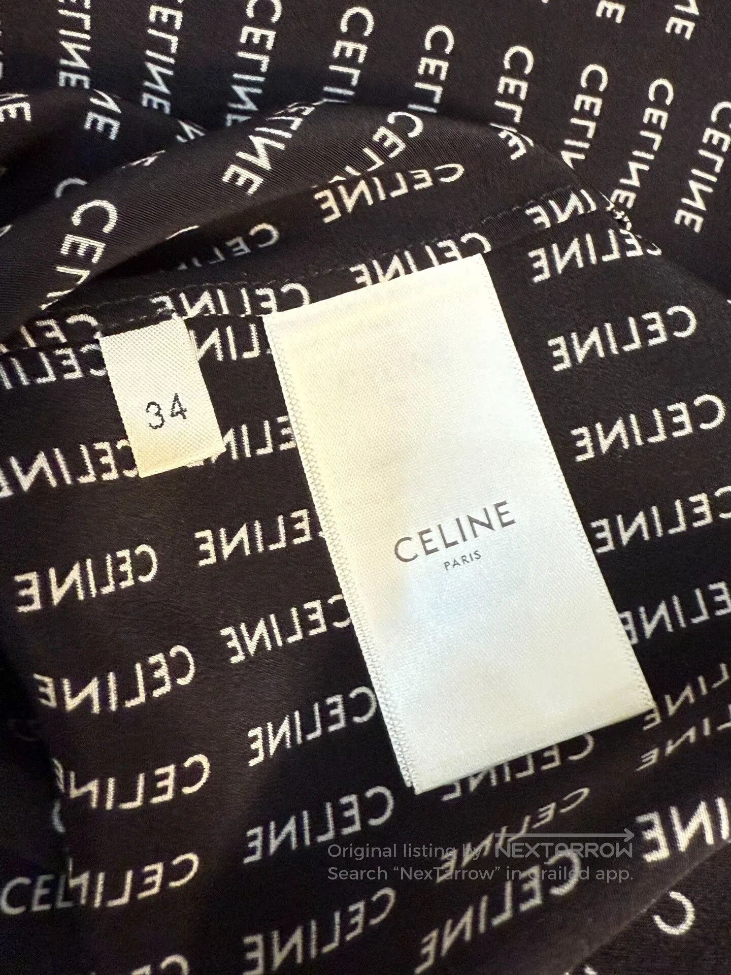 Celine CELINE Logo Print Silk Shirt. Size M / US 6-8 / IT 42-44 - 3 Thumbnail