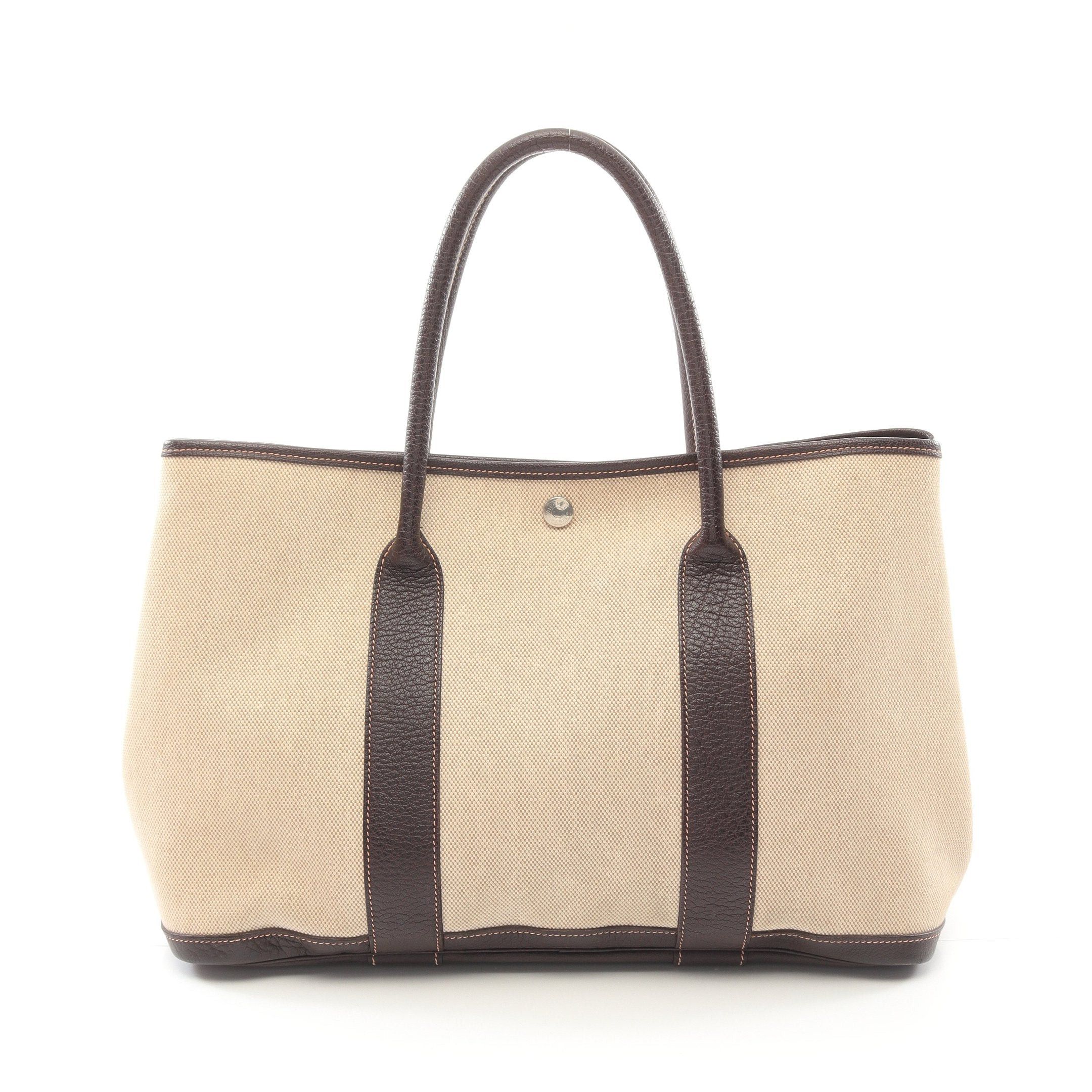 Hermes Hermes Garden Party Pm Marron Handbag Tote Bag Toile Ash Leather Beige Dark Brown Silver Hardware □H Stamp Size ONE SIZE - 1 Thumbnail