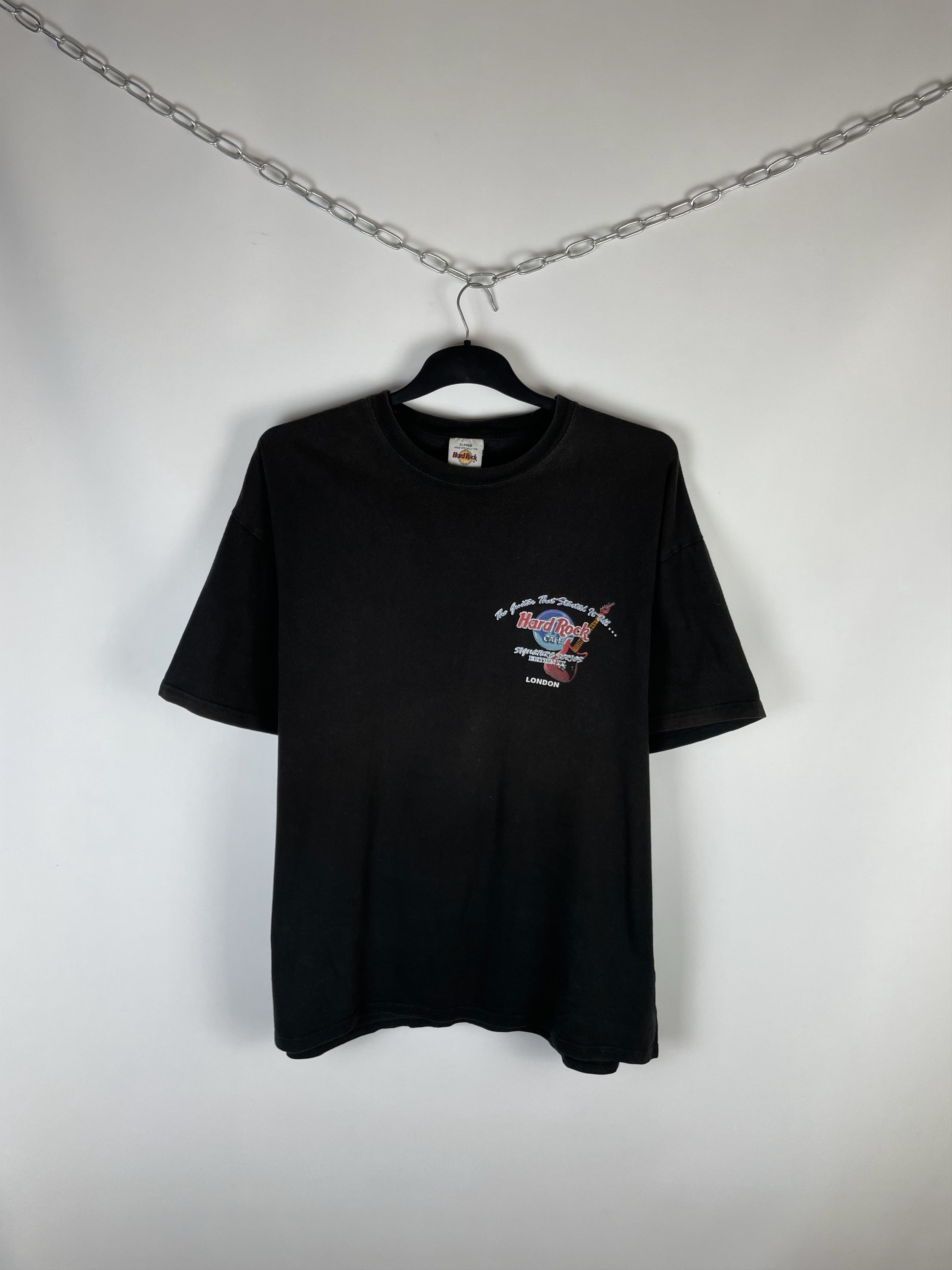 Hard Rock Cafe Crazy Vintage 90s Hard Rock Cafe London Faded Black Tee Size US XL / EU 56 / 4 - 1 Thumbnail
