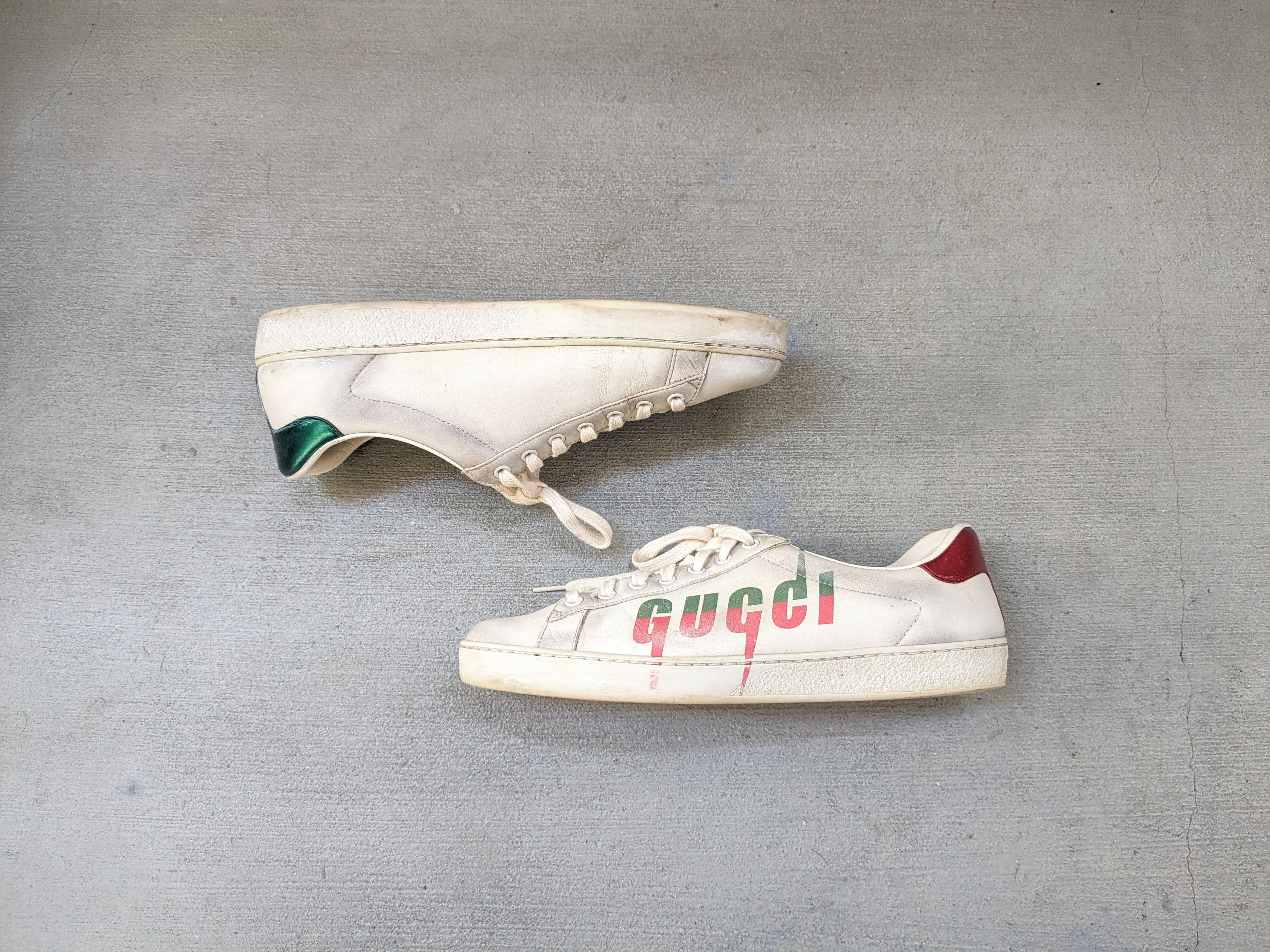 Gucci Gucci Ace Sneakers White 9 Distressed Low Tops Leather Size US 9 / EU 42 - 1 Thumbnail