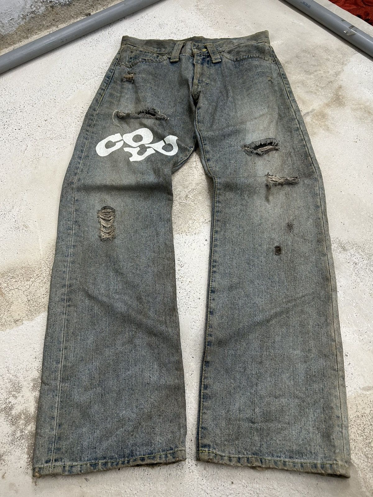 GOSTAR DE FUGA Co and Lu Japan Unisex Dirty Mud Washed Distressed Worn Size US 28 / EU 44 - 1 Thumbnail