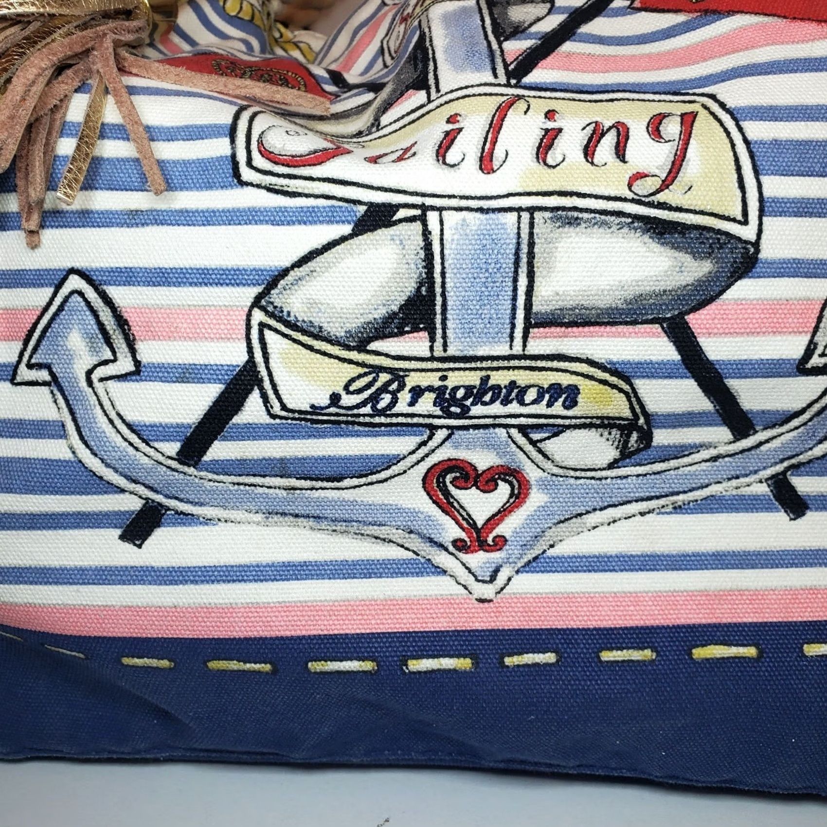 Brighton Brighton Sail Into Summer Canvas Tote Bag Nautical Stripe Beach Travel Multicolor Large Women Size ONE SIZE - 4 Thumbnail