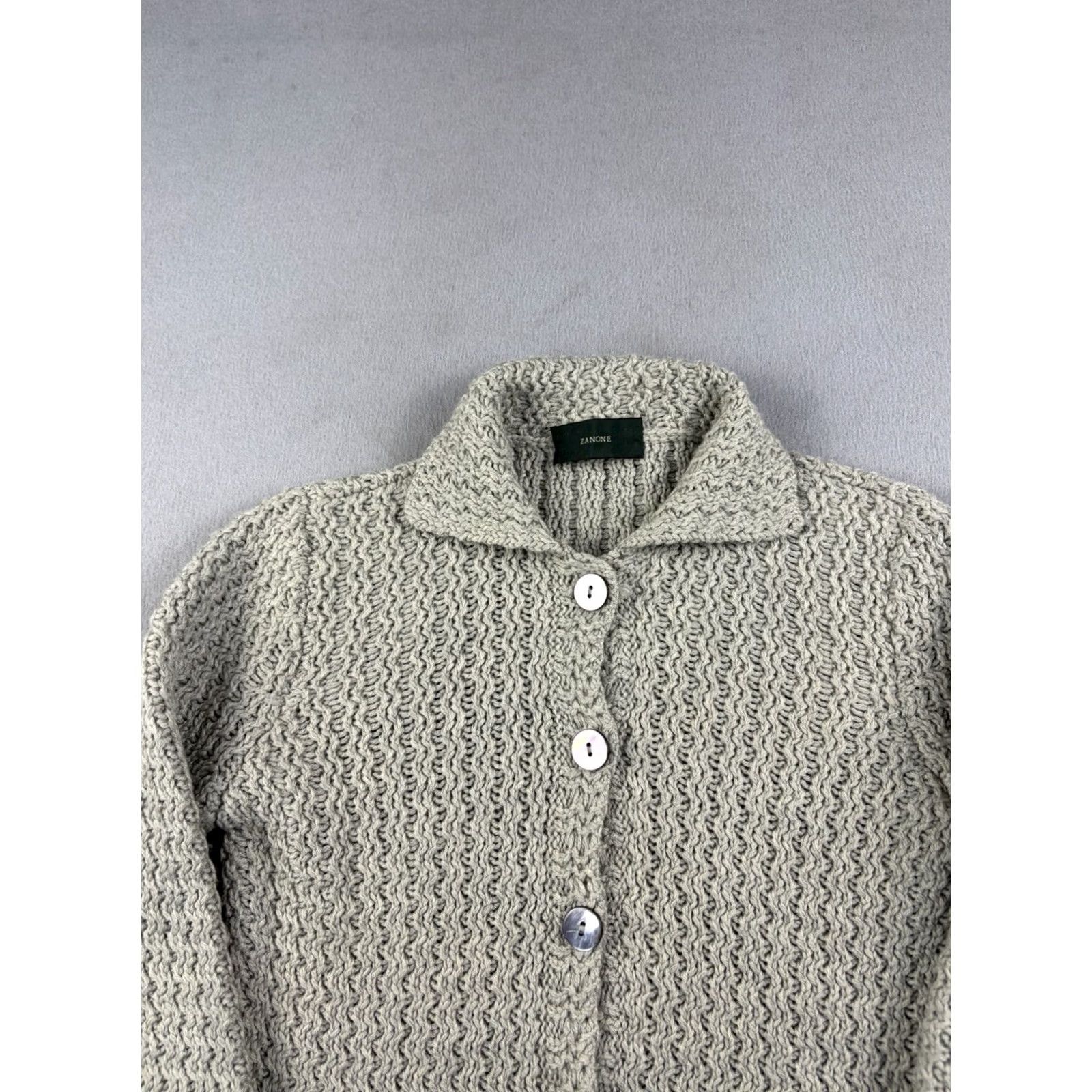 Zanone Zanone Cardigan Women’s Size S Gray Wool Button Up Knit Collar Designer Sweater Long Sleeve Regular Size S / US 4 / IT 40 - 3 Thumbnail