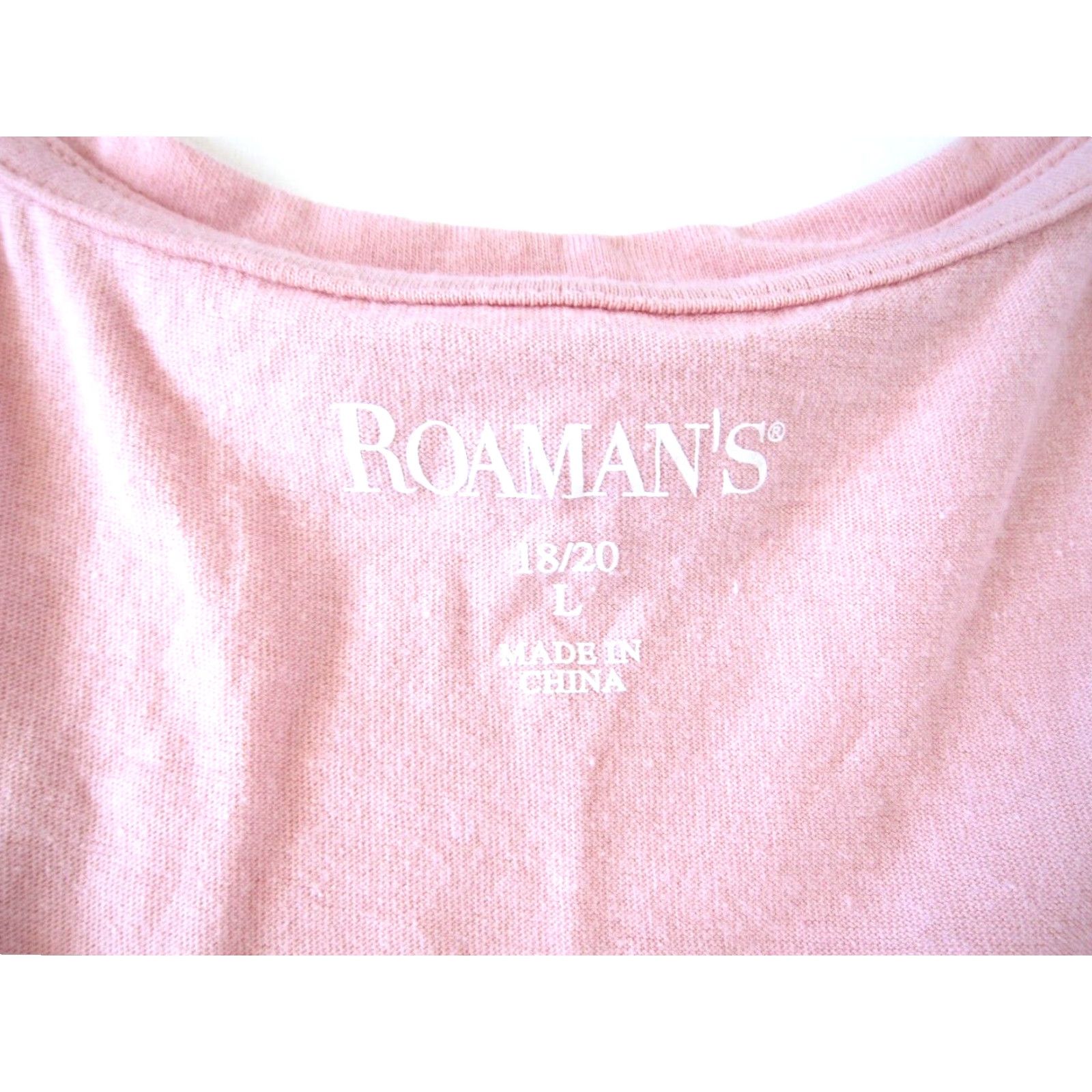 Vintage Roaman's 100% Cotton Pink 3/4 Sleeve Scoop Neck T-Shirt Tunic Blouse Large Women Size XXL / US 16-18 / IT 52-54 - 4 Thumbnail