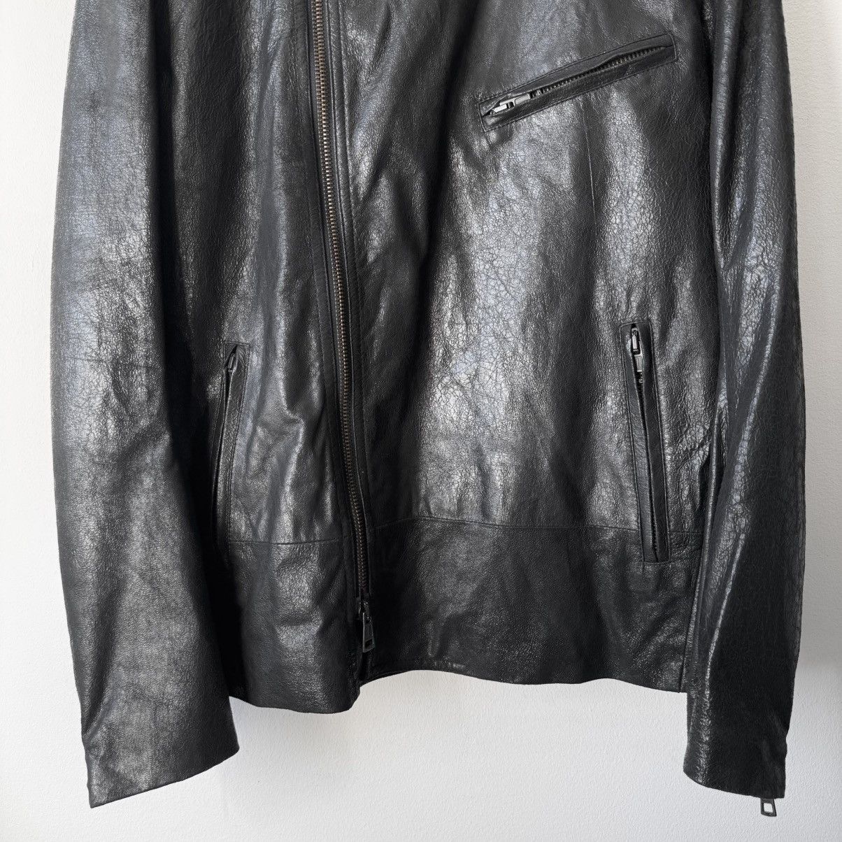 Ann Demeulemeester Ann Demeulemeester SS2003 Black Cracked Leather Biker Jacket Size US L / EU 52-54 / 3 - 6 Thumbnail
