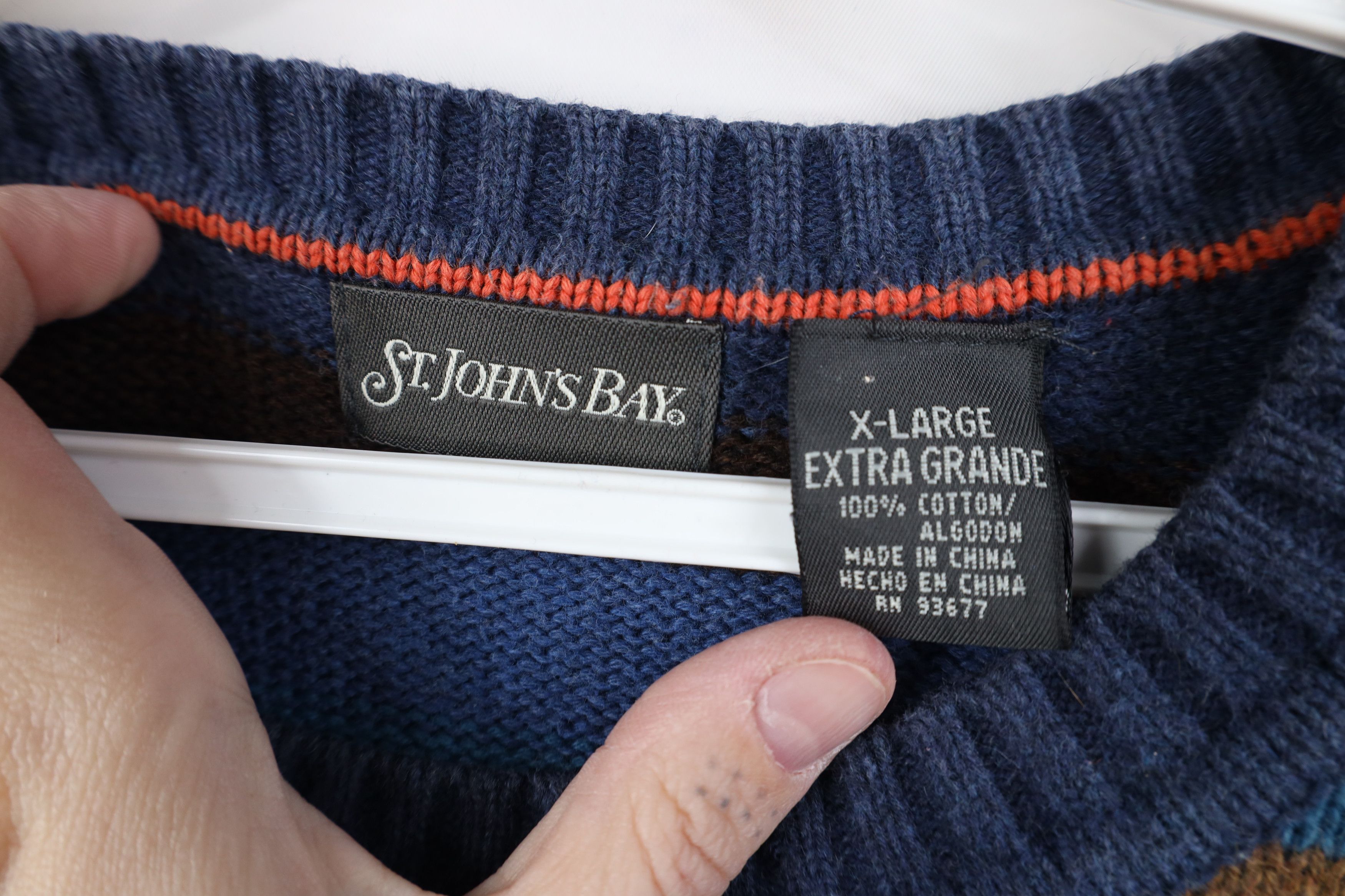 Vintage Vintage 90s Streetwear Rainbow Block Cotton Knit Sweater Size US XL / EU 56 / 4 - 5 Thumbnail