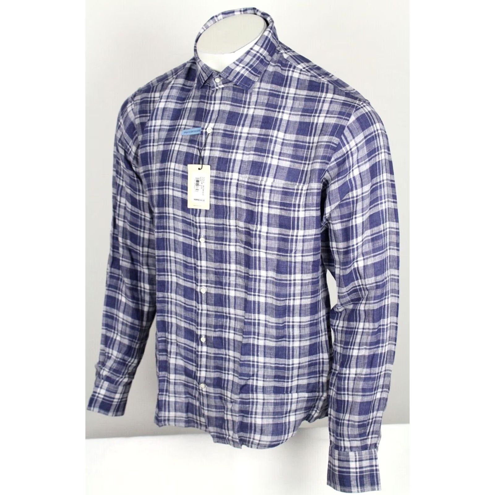 Peter Millar Peter Millar Men's Beach Bluff Linen Shirt Long Sleeve Button 2XL Blue Plaid Size US XXL / EU 58 / 5 - 2 Thumbnail