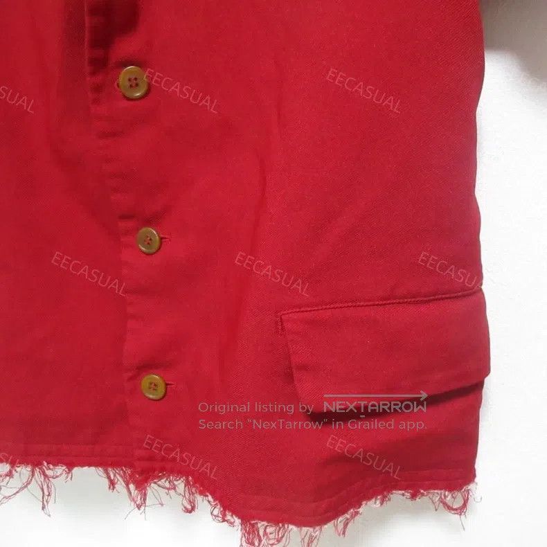 Comme des Garcons Comme Des Garcons Red Frayed Short Sleeve Blazer Jacket Size S / US 4 / IT 40 - 8 Thumbnail