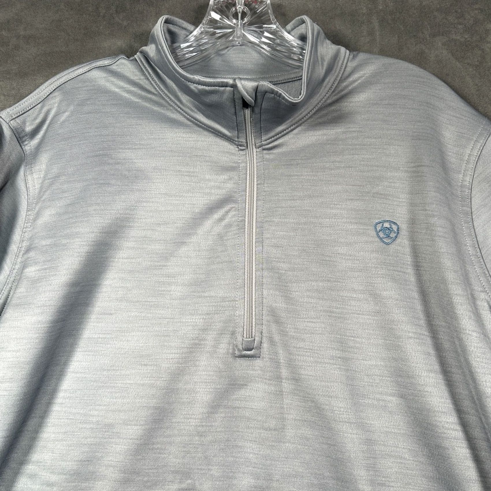 Ariat Ariat Tek Sweatshirt Mens XXL Gray Quarter Zip Pullover Performance Stretch Size US XXL / EU 58 / 5 - 2 Thumbnail