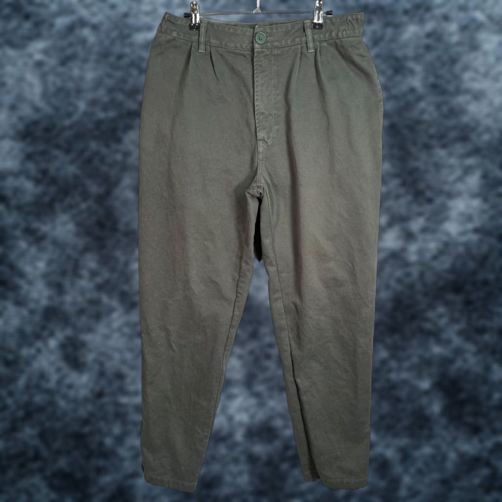 Vintage Bonne Amsterdam Mens Size 31 Gray Cotton Pleated Tapered Leg Chino Pants Size US 31 - 1 Thumbnail