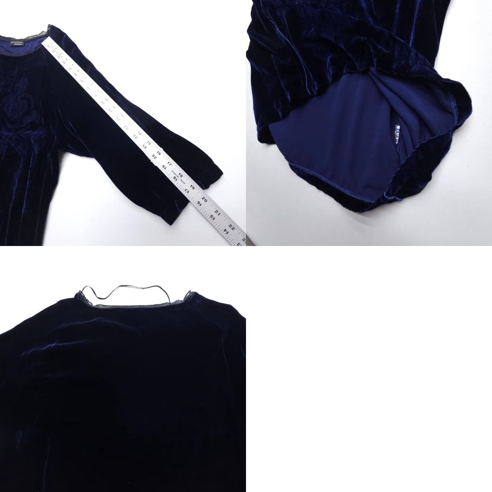 Zara Zara Velvet Tunic Top Womens Medium Blue 3/4 Sleeve Bohemian Party Print Blouse Shirt Casual Size M / US 6-8 / IT 42-44 - 8 Thumbnail