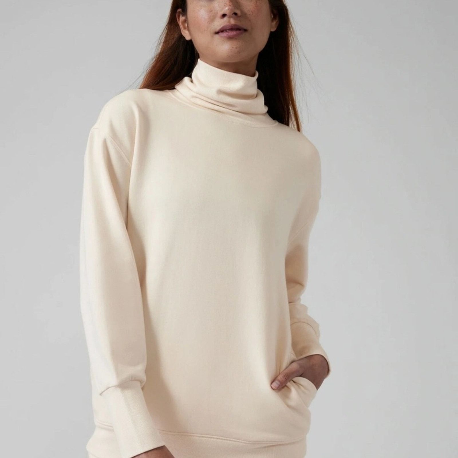 Athleta Athleta Balance Cinch Turtleneck Sweatshirt Womens XXS Cream Size XXS / US 00 / IT 34 - 1 Thumbnail