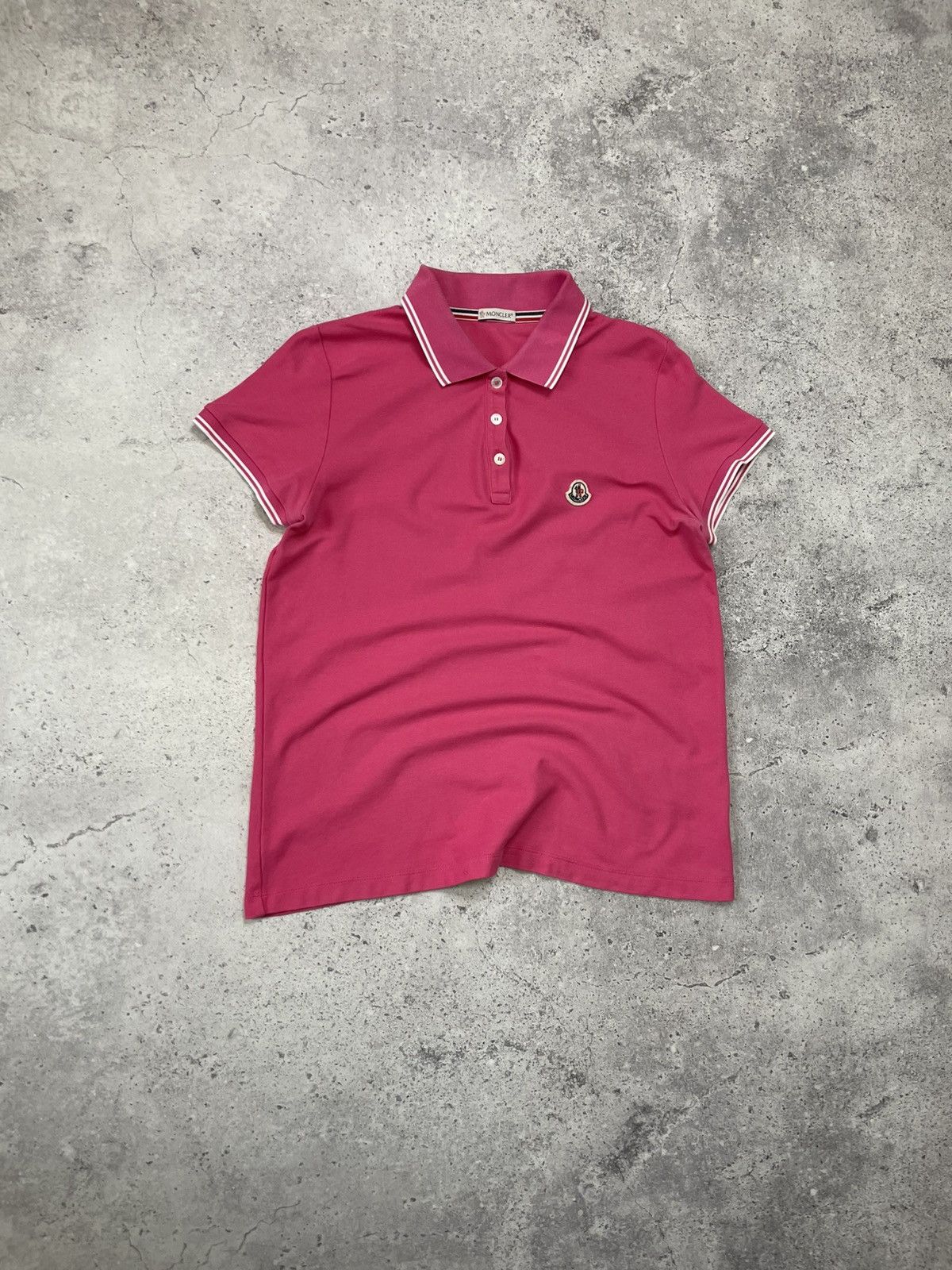 Moncler Moncler Women's Pink Maglia Polo Manica Corta T-shirt Size L Size L / US 10 / IT 46 - 1 Thumbnail