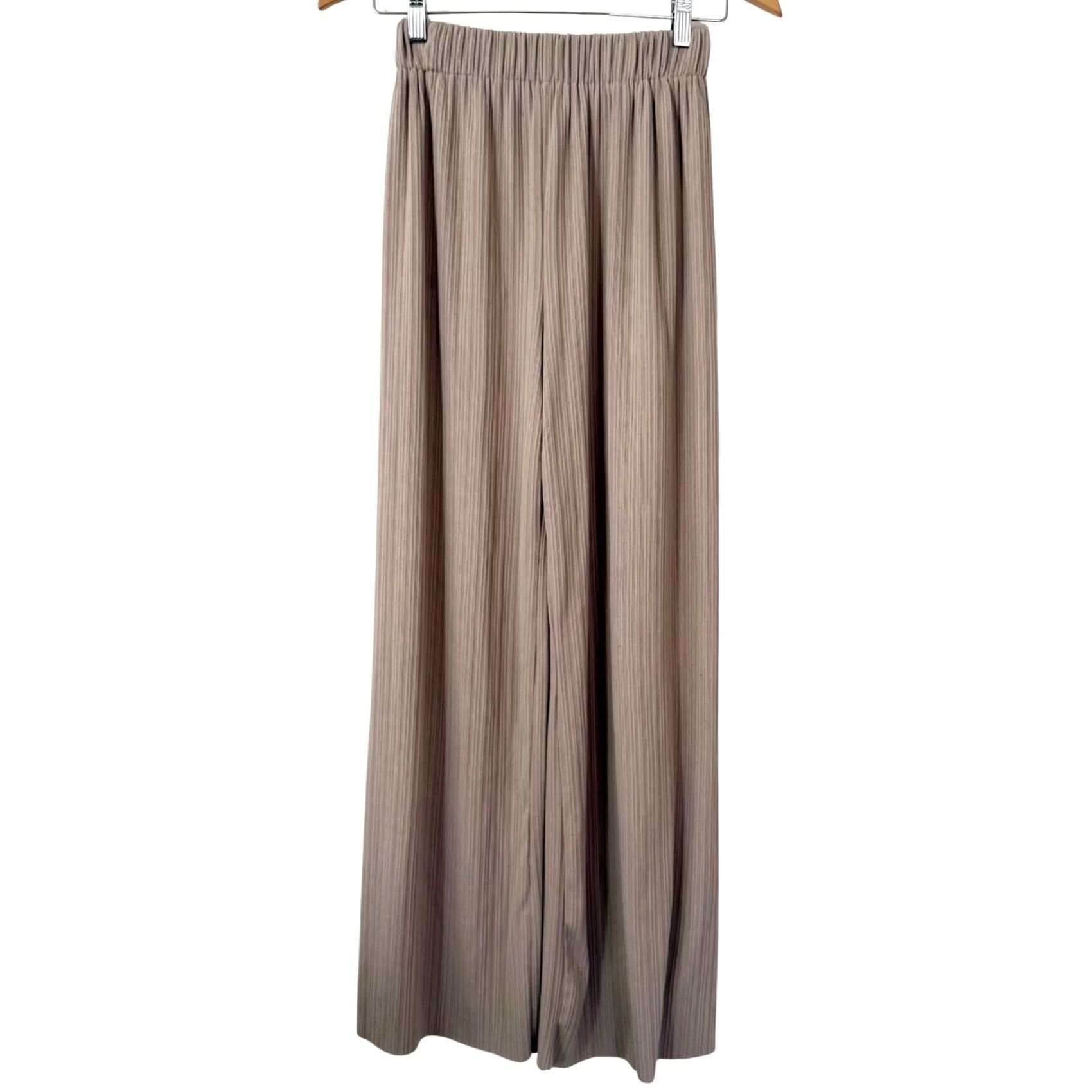 Vintage VINTAGE Women's YIFAN Korean Tan Brown Wide-Leg High-Rise Pleated Lounge Pants Small Size 28" / US 6 / IT 42 - 2 Thumbnail