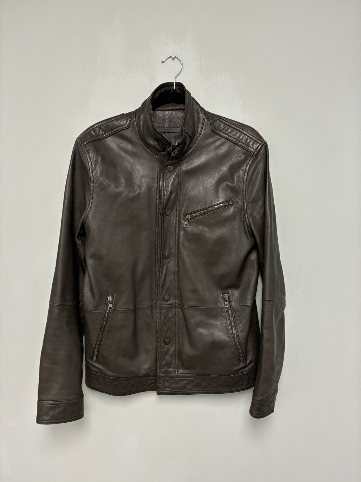 John Varvatos Snap Front Leather Jacket EU 50 USA 40 Size US M / EU 48-50 / 2 - 10 Thumbnail