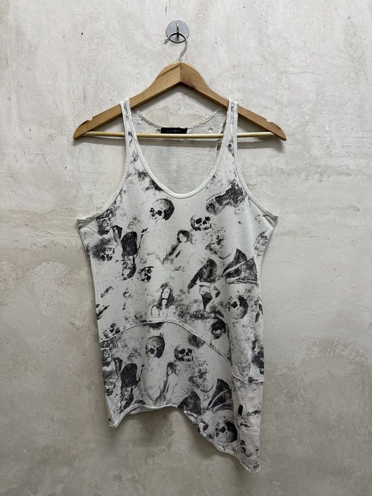 Japanese Brand Archive Gothic by Civariz Skull asymmetrical tank top ☠️ Size S / US 4 / IT 40 - 1 Thumbnail