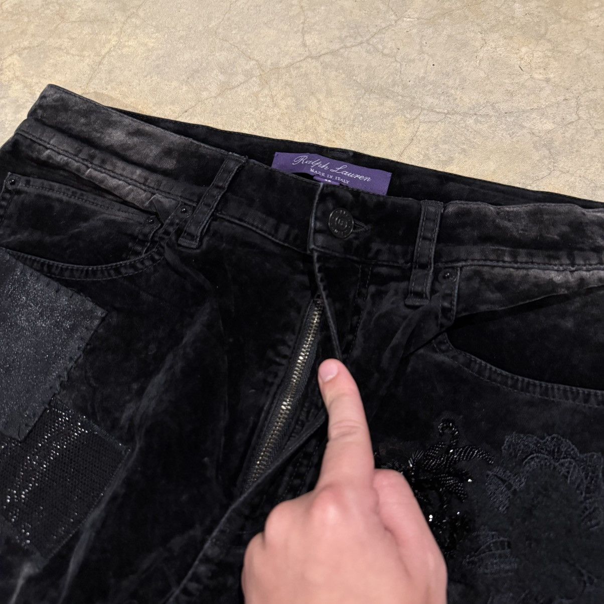 Ralph Lauren Purple Label Ralph Lauren Purple Label Velvet Leather Patchwork Jeans Size US 28 / EU 44 - 8 Thumbnail