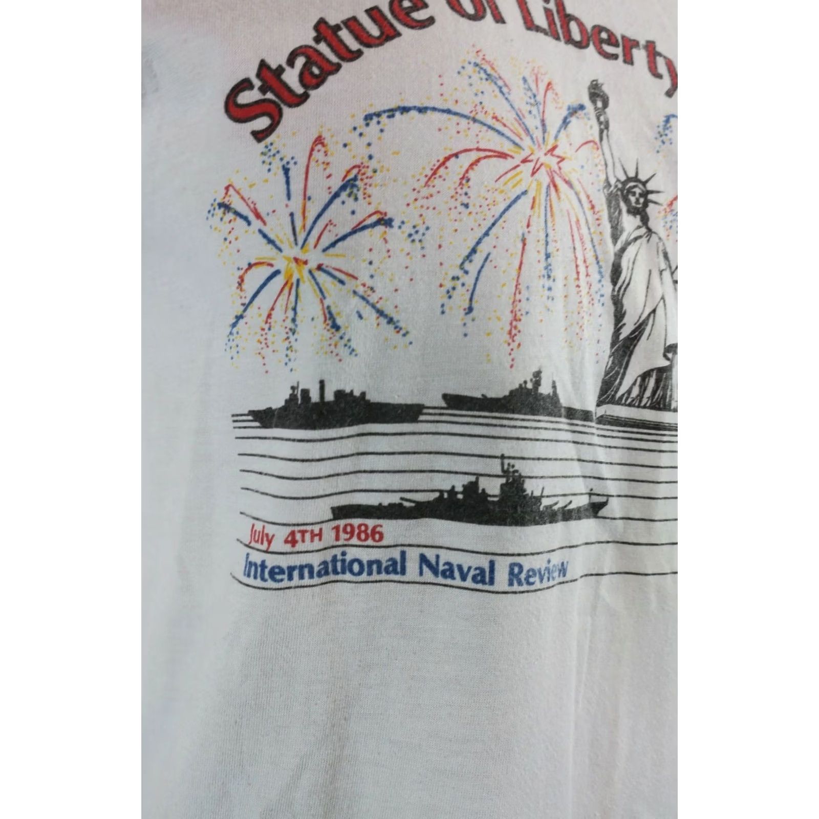 Vintage VTG 80s 1986 New York City Statue Of Liberty Centennial T Shirt Melba Sheen Gray Cotton Unisex L Short Sleeve Graphic Tee Size US L / EU 52-54 / 3 - 4 Thumbnail