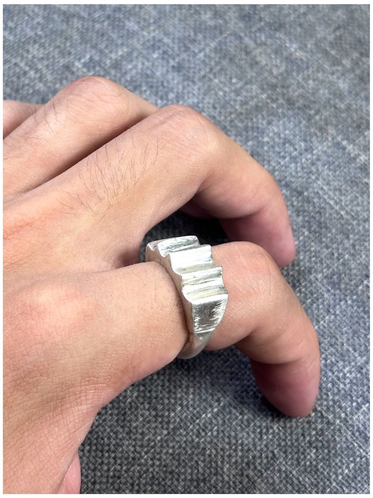 Vintage 2000s HANDCRAFTED BRUTALIST PILLAR STERLING SILVER RING Size ONE SIZE - 5 Thumbnail