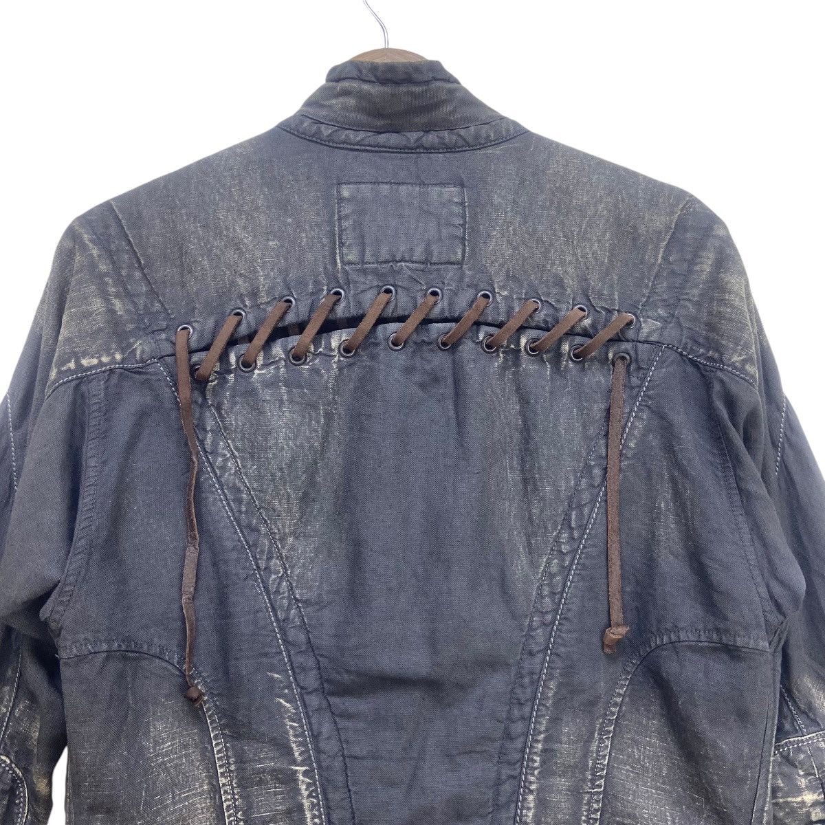 Marithe + Francois Girbaud MFG Distressed Design Lace Up Biker Style Jacket Size US S / EU 44-46 / 1 - 4 Thumbnail