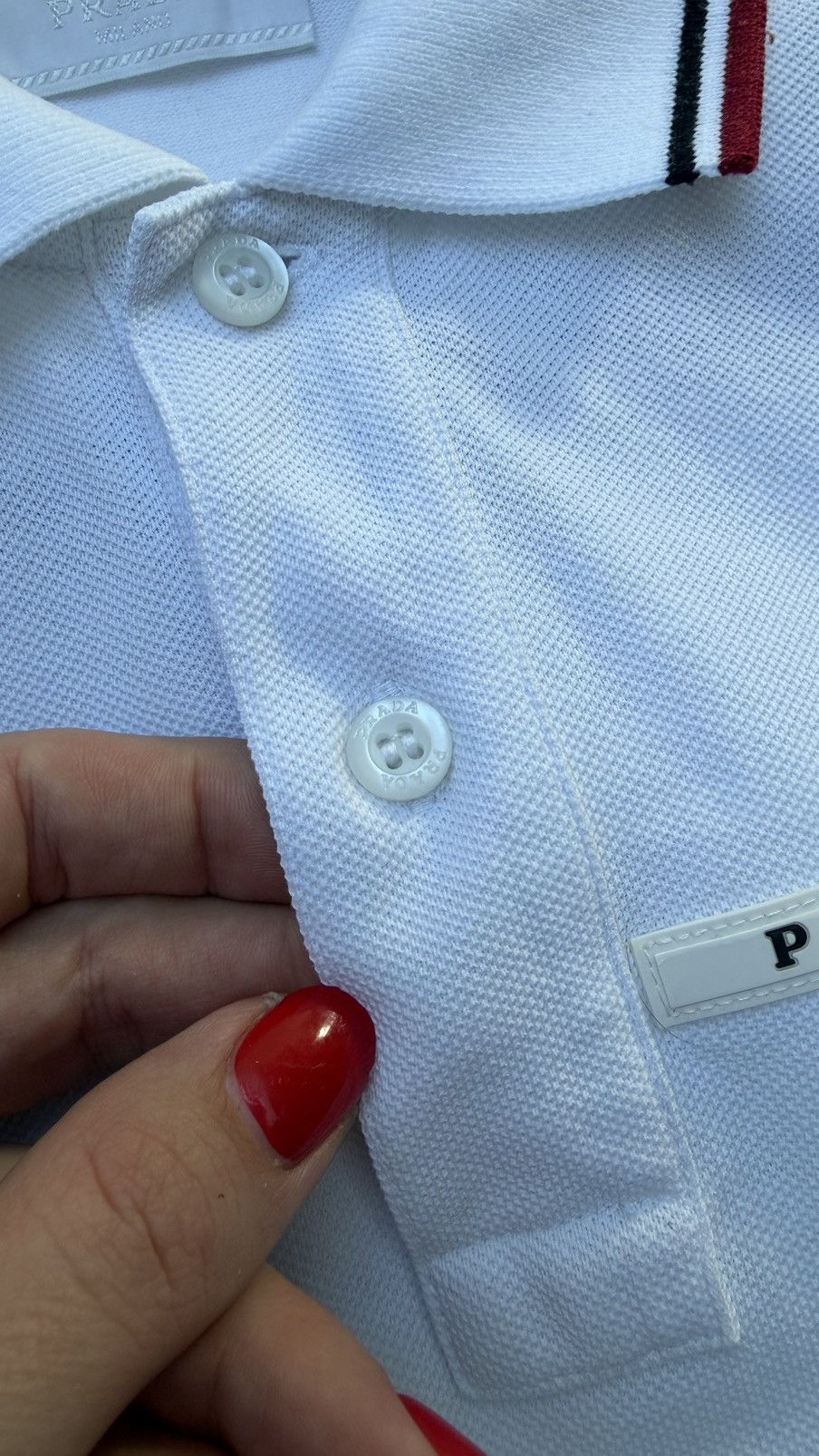 Prada Prada White Logo Polo Shirt XS Size US XS / EU 42 / 0 - 7 Thumbnail