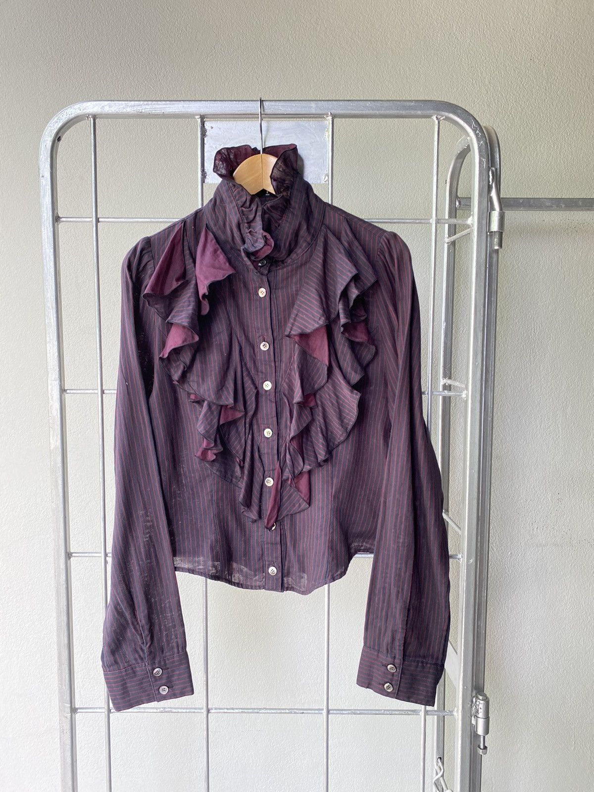If Six Was Nine × Japanese Brand × Seditionaries BPN Black Peace Now punk ruffle shirt Size M / US 6-8 / IT 42-44 - 2 Thumbnail