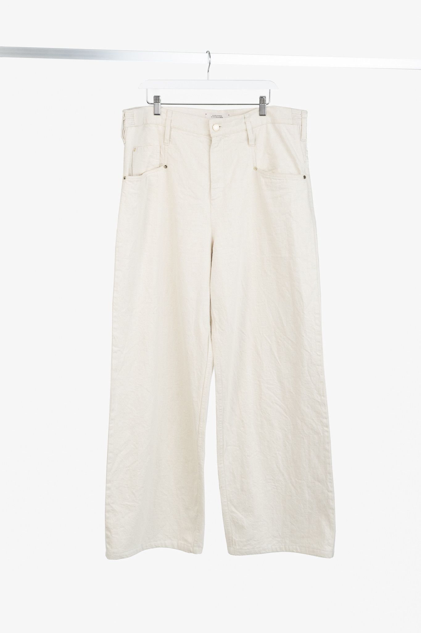 DOROTHEE SCHUMACHER Dorothee Schumacher Cream Cotton Wide-Leg Jeans Size 38" / US 16 / IT 52 - 1 Thumbnail