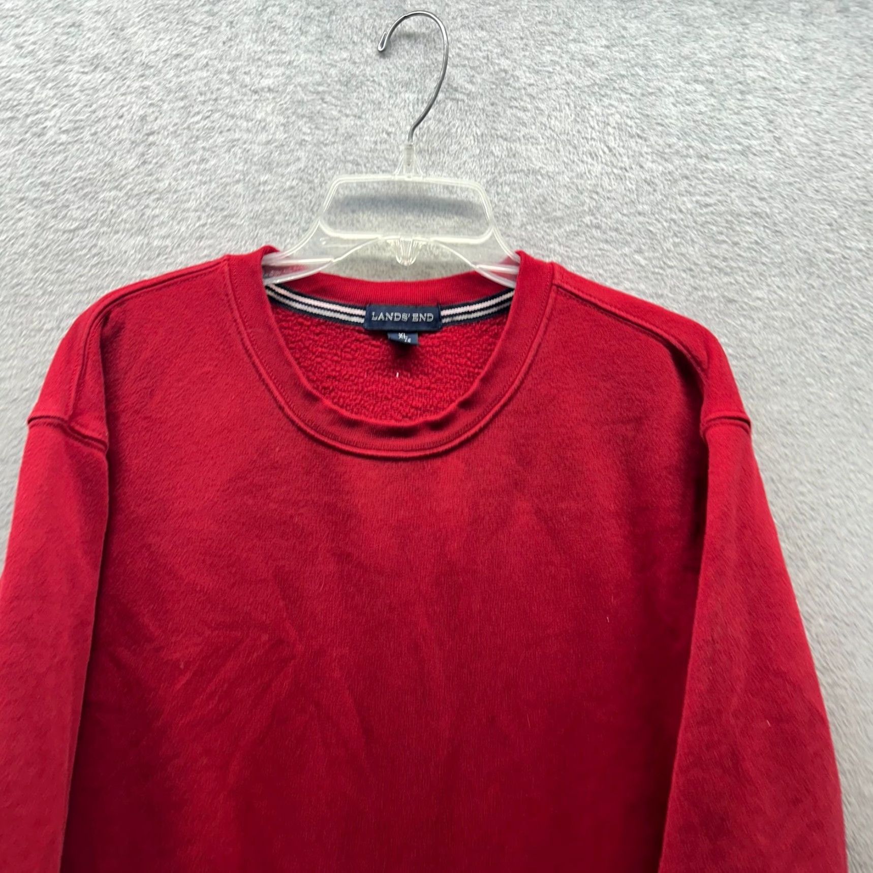 Lands' End VINTAGE Lands End Sweater Crew Neck Adult XL Red Pullover Fleece Cotton Polyester Mens USA US? Size US XL / EU 56 / 4 - 2 Thumbnail
