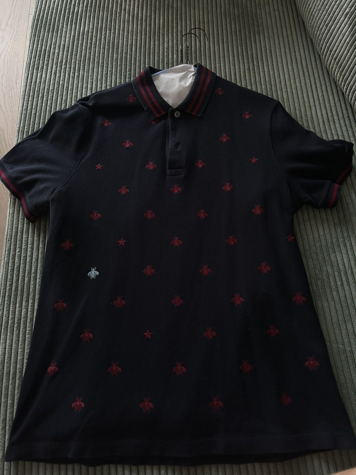 image of Gucci Blue Red Polo Shirt Blue Stars, Men's (Size XL)