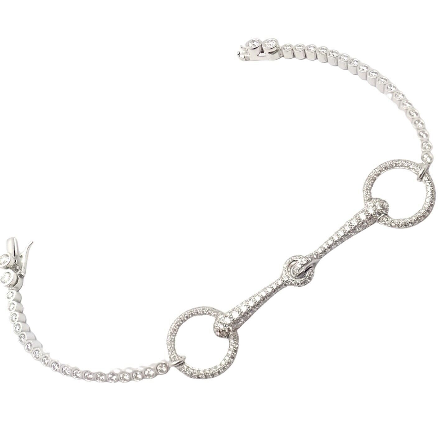 Hermes Filet d'Or 18k White Gold Diamond Tennis Bracelet