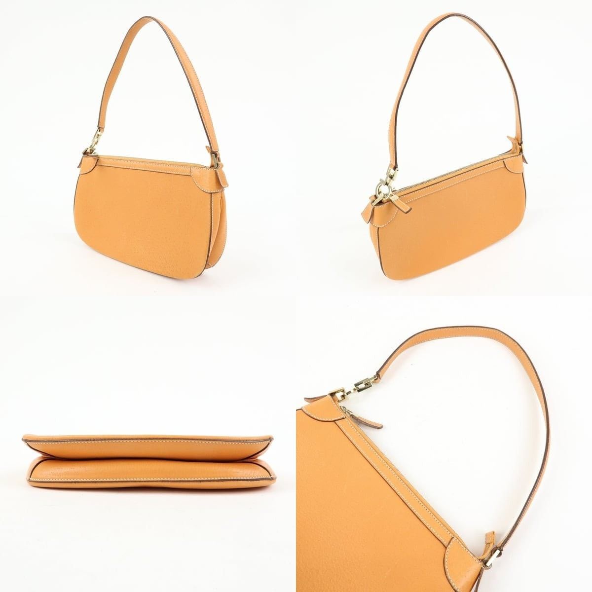 Salvatore Ferragamo Ferragamo Gancini Leather Shoulder Bag Orange Size ONE SIZE - 3 Thumbnail