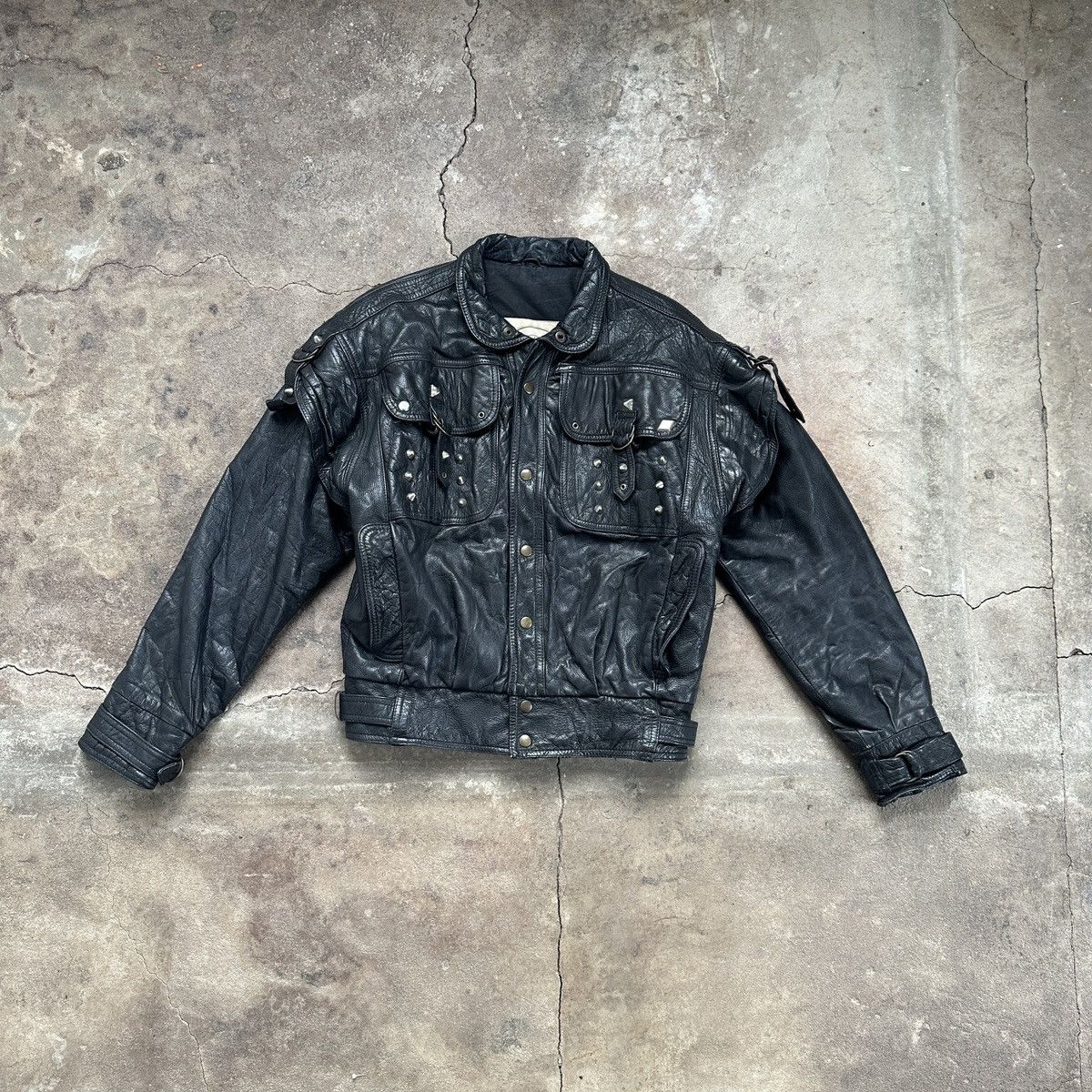 image of 20471120 x Avant Garde Vintage Detroit Engineered Geniue Leather Jacket in Black (Size Medium)