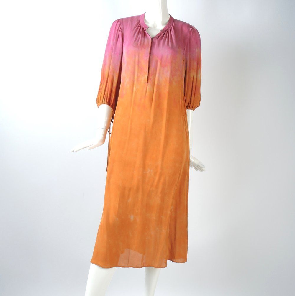 o1smst1ft0424 Peasant Dress in Pink & Orange