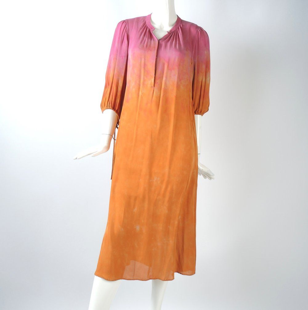 image of Raquel Allegra O1Smst1Ft0424 Peasant Dress In Pink & Orange in Pink/Orange, Women's (Size Small)