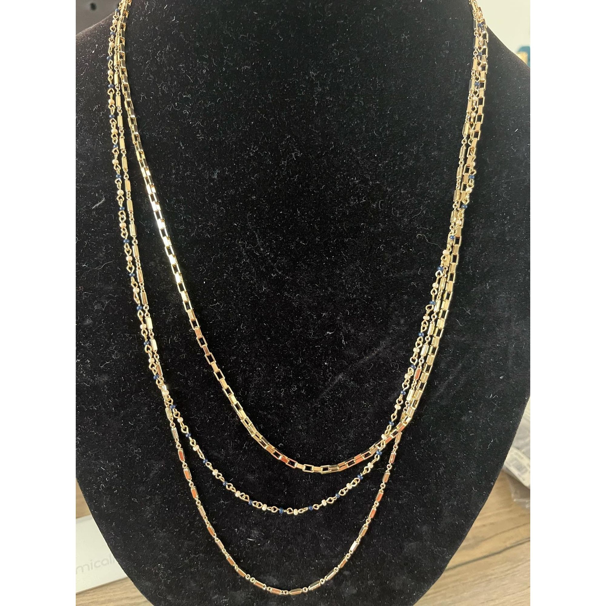 Rebecca Minkoff 3 Tier Layered Gold Chain Necklace Casual