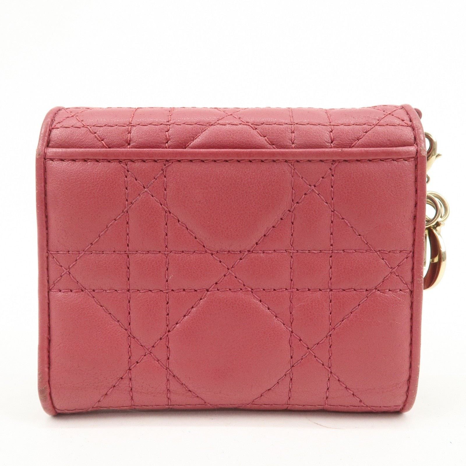 Christian Dior Monsieur Christian Dior Lady Dior Cannage Lambskin Wallet Pink Size ONE SIZE - 2 Thumbnail