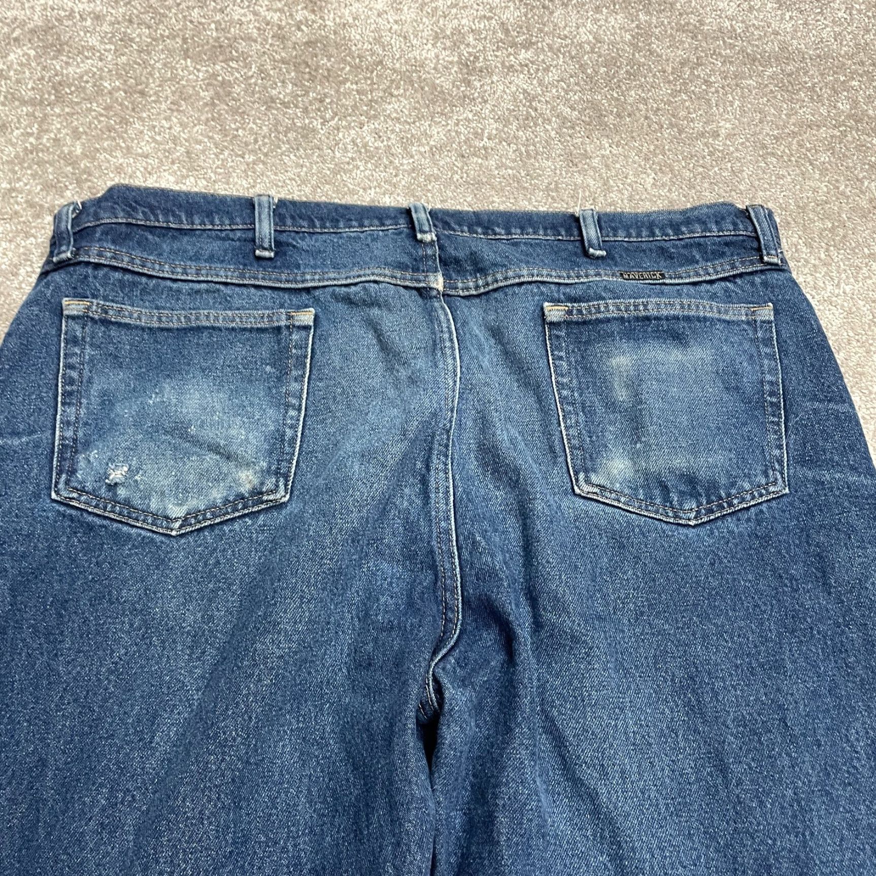 Denime Maverick Jeans Denim Mens 44x32 Blue Medium Wash Straight Leg Casual 100% Cotton Size US 44 / EU 60 - 4 Thumbnail