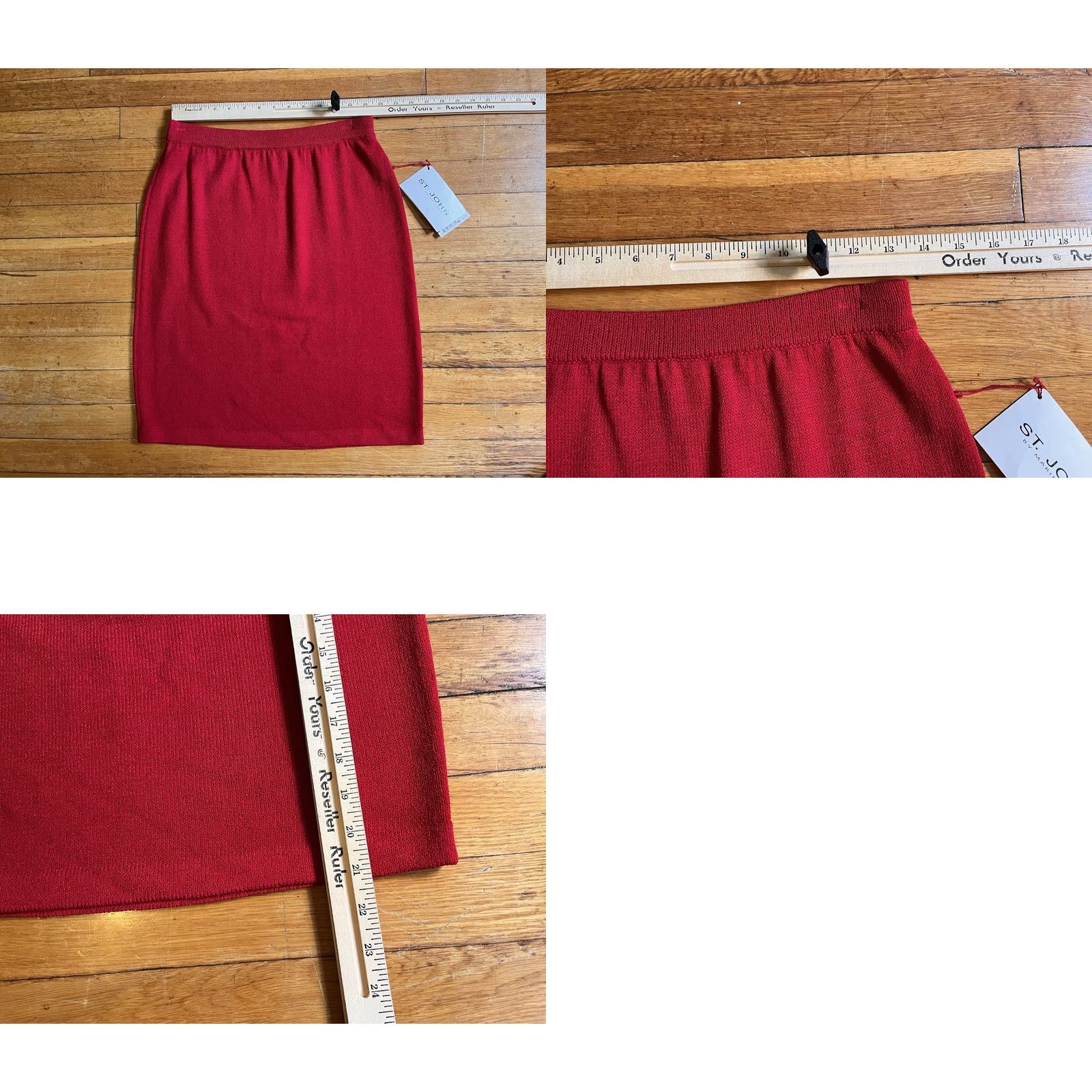 St. John St. John Santana Knit Pencil Skirt Women's 4 Red Knit Pencil Skirt, St. John, Red, 4, Keyboard-ready? Size 27" / US 4 / IT 40 - 8 Thumbnail