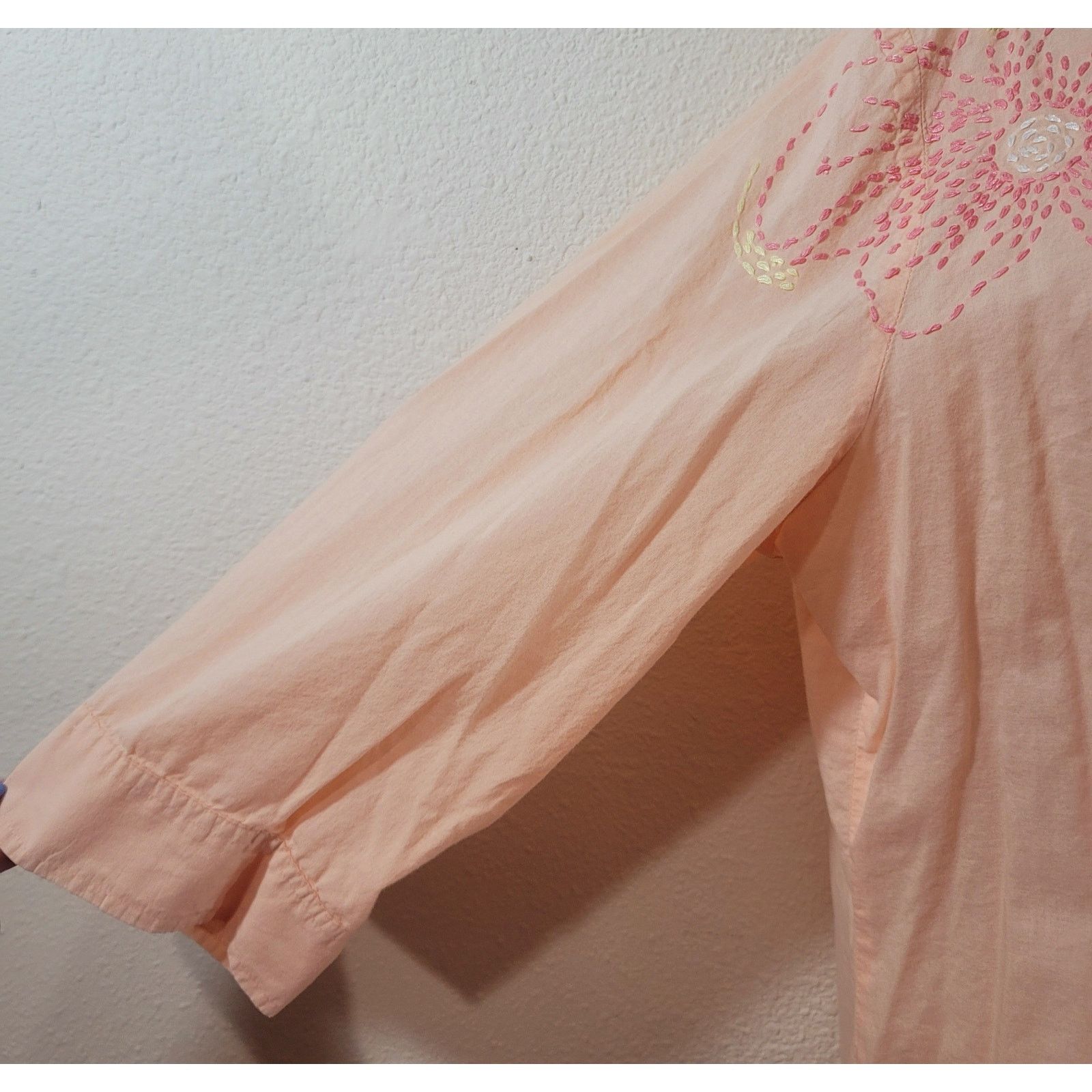 Other New York & Company Orange Embroidered Flower Button Top XL Size XL / US 12-14 / IT 48-50 - 6 Thumbnail