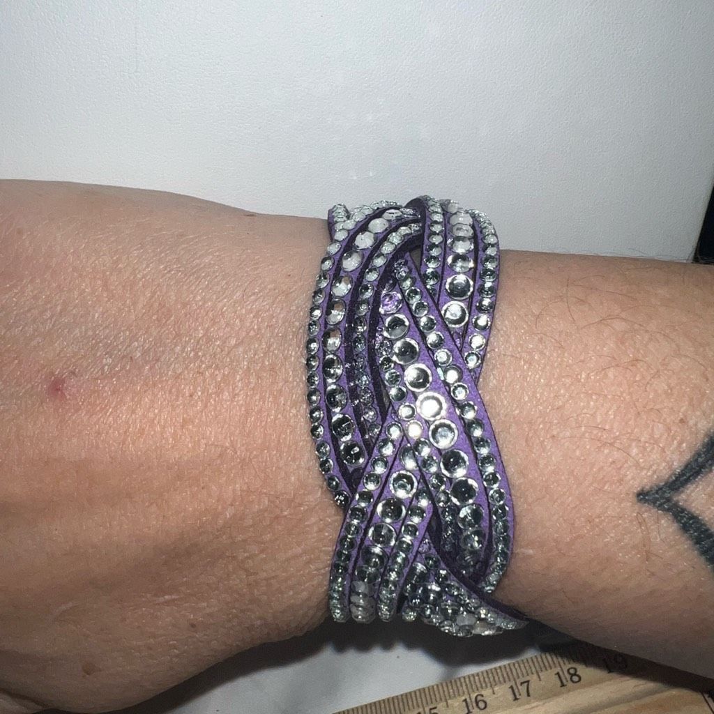 Other Purple Suede and Rhinestone Braided Bling Bracelet Size ONE SIZE - 1 Thumbnail