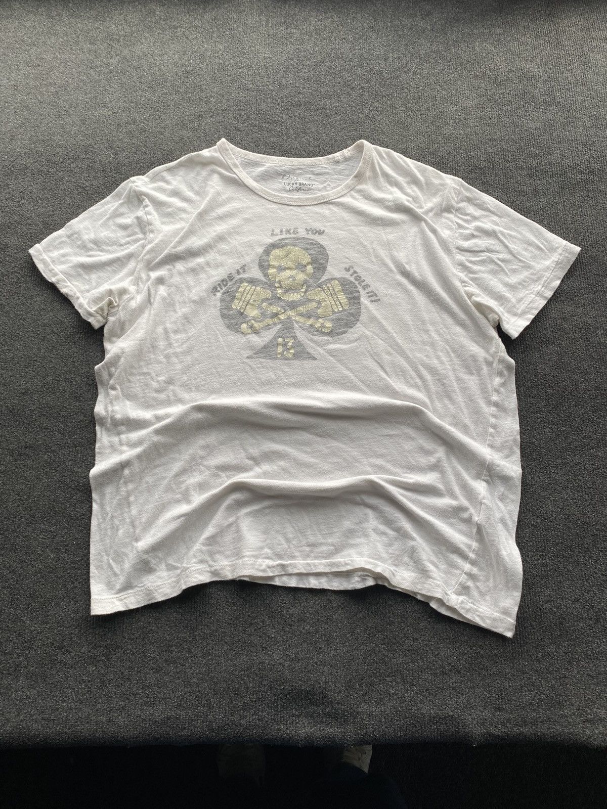 Lucky Brand 🔥Lucky Brand California Moto Racing Skull white tee L Size US L / EU 52-54 / 3 - 1 Thumbnail