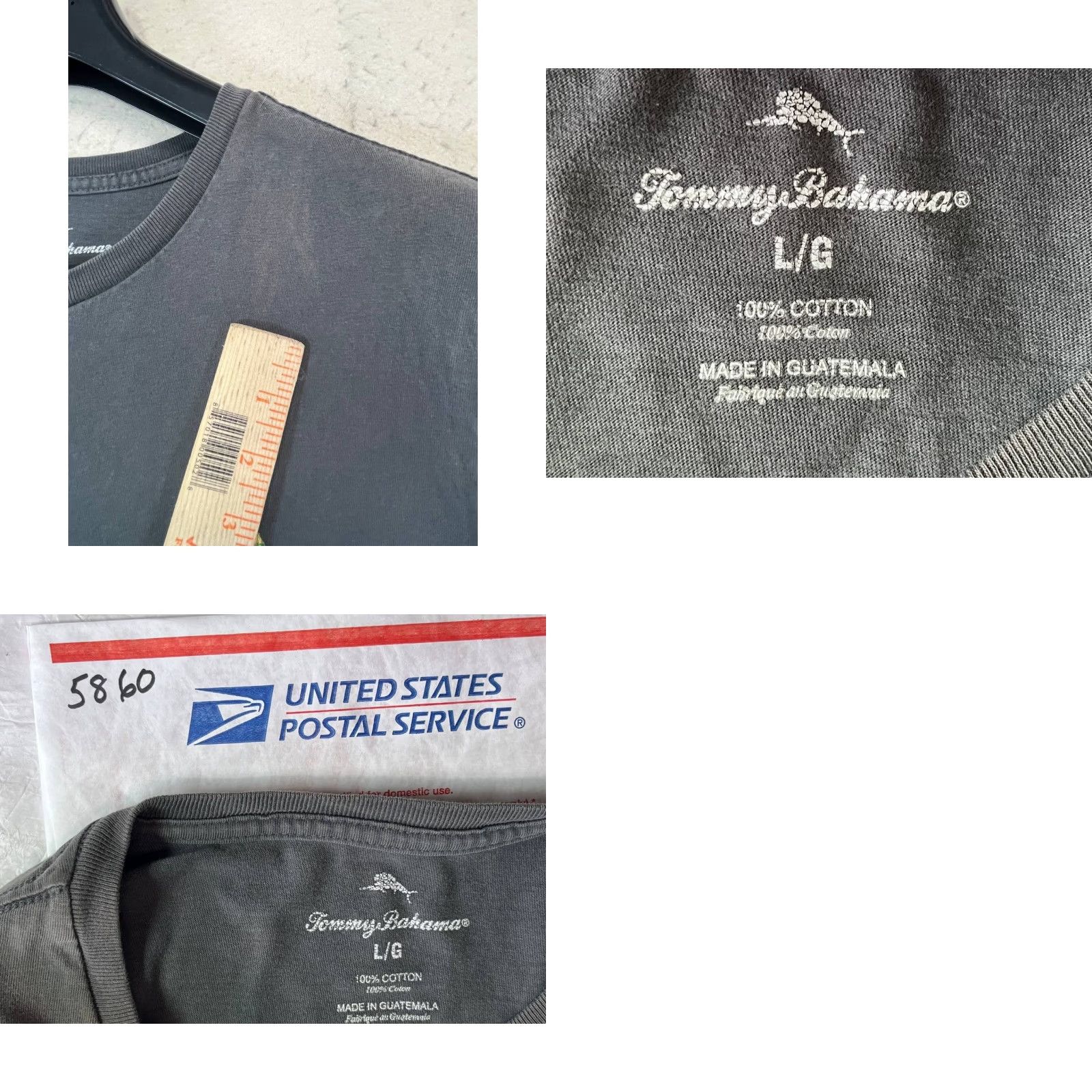 Tommy Bahama Tommy Bahama T-Shirt Men Large Gray Short Sleeve Crew Neck Graphic Print Logo All Seasons Regular Cotton Humble Ha Ho Ho? Size US L / EU 52-54 / 3 - 8 Thumbnail