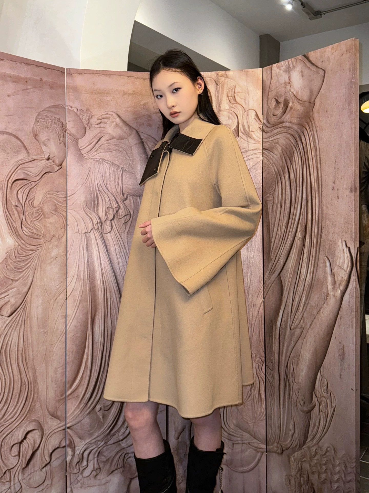 Jean Paul Gaultier Jean Paul Gaultier Oversized Leather Wool Overcoat Size S / US 4 / IT 40 - 1 Thumbnail