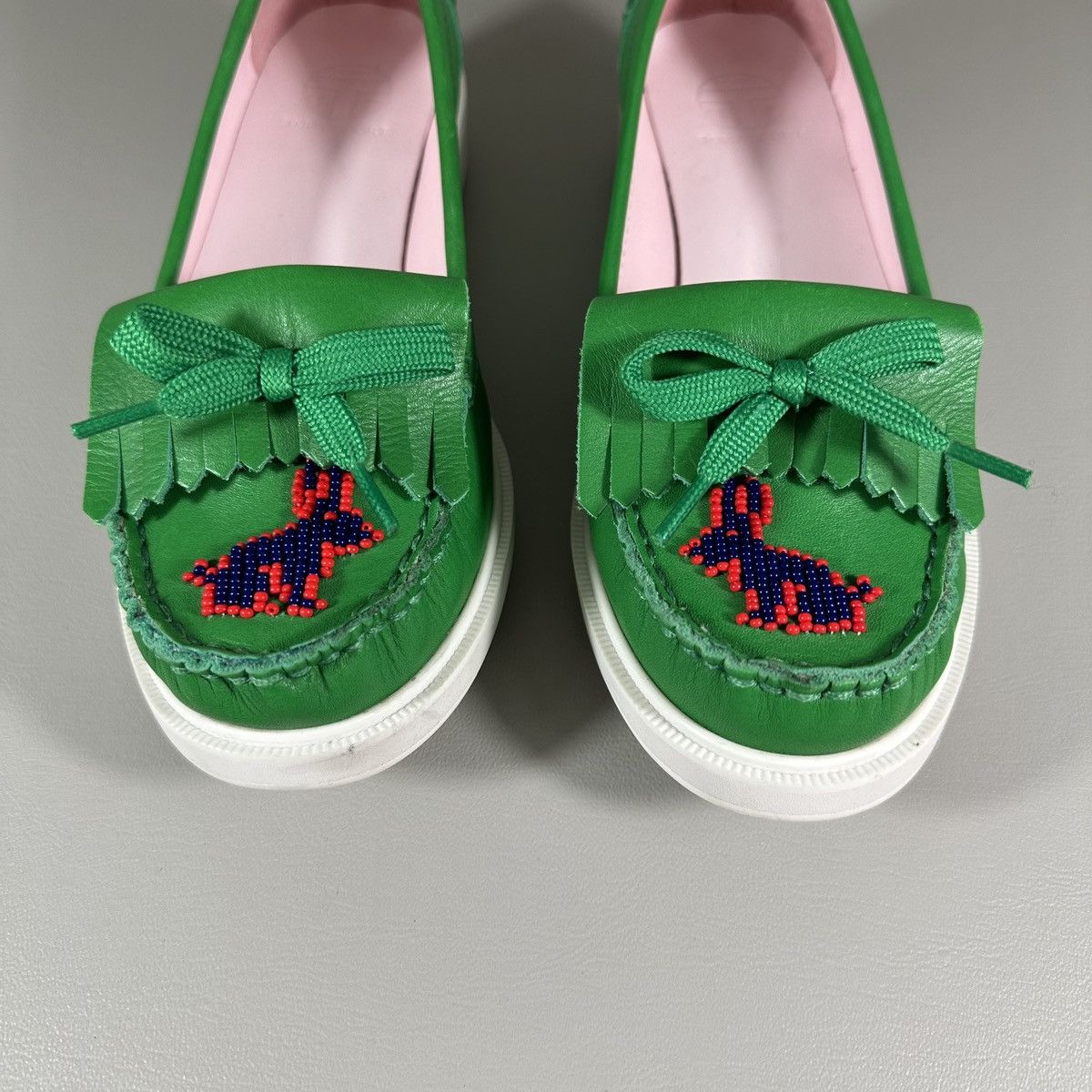 Tory Burch Tory Burch Sport Beaded Rabbit Court Green Mocs Size US 5.5 / IT 35.5 - 4 Thumbnail