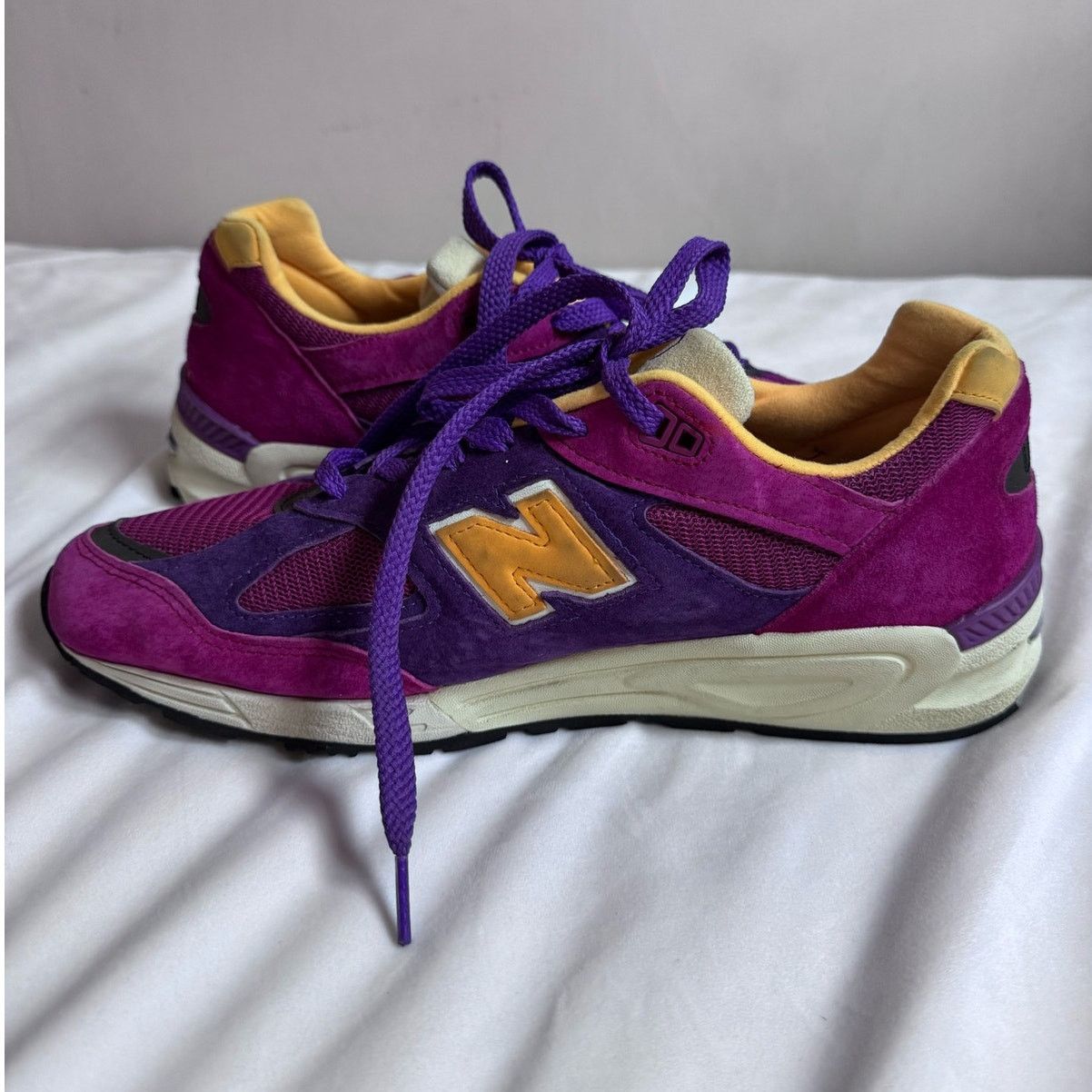 New Balance New Balance 990v2 Teddy Santis Purple Yellow USA Men 10.5 Size US 11 / EU 44 - 4 Thumbnail