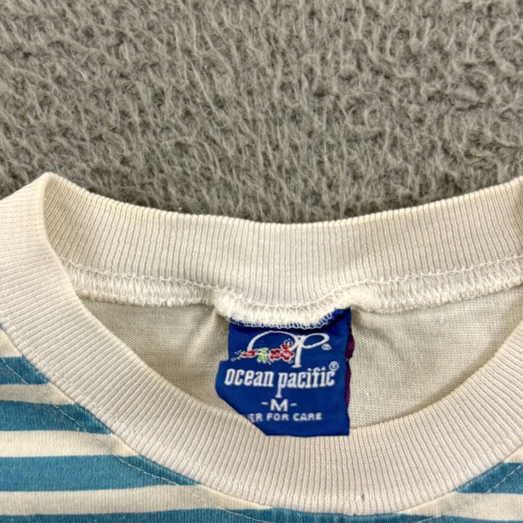 Ocean Pacific VINTAGE Ocean Pacific Shirt Womens M Striped Sleeveless Top 80s Beach Surf White Cotton Polyester Ocean Pacific Ballistic Size M / US 6-8 / IT 42-44 - 4 Thumbnail