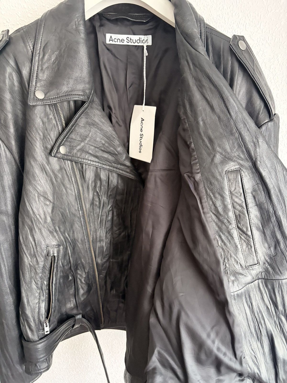 Acne Studios Acne Studios Crinkled leather biker jacket Size US M / EU 48-50 / 2 - 8 Thumbnail